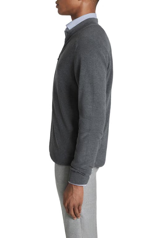 Jack Victor Murray Organic Cotton & Silk Zip Cardigan In Gray
