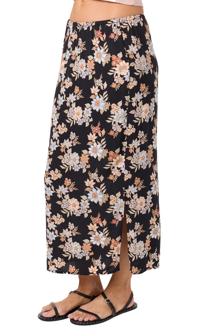 Bellamy Bali Floral Midi Skirt, Alternate, color, BLACK