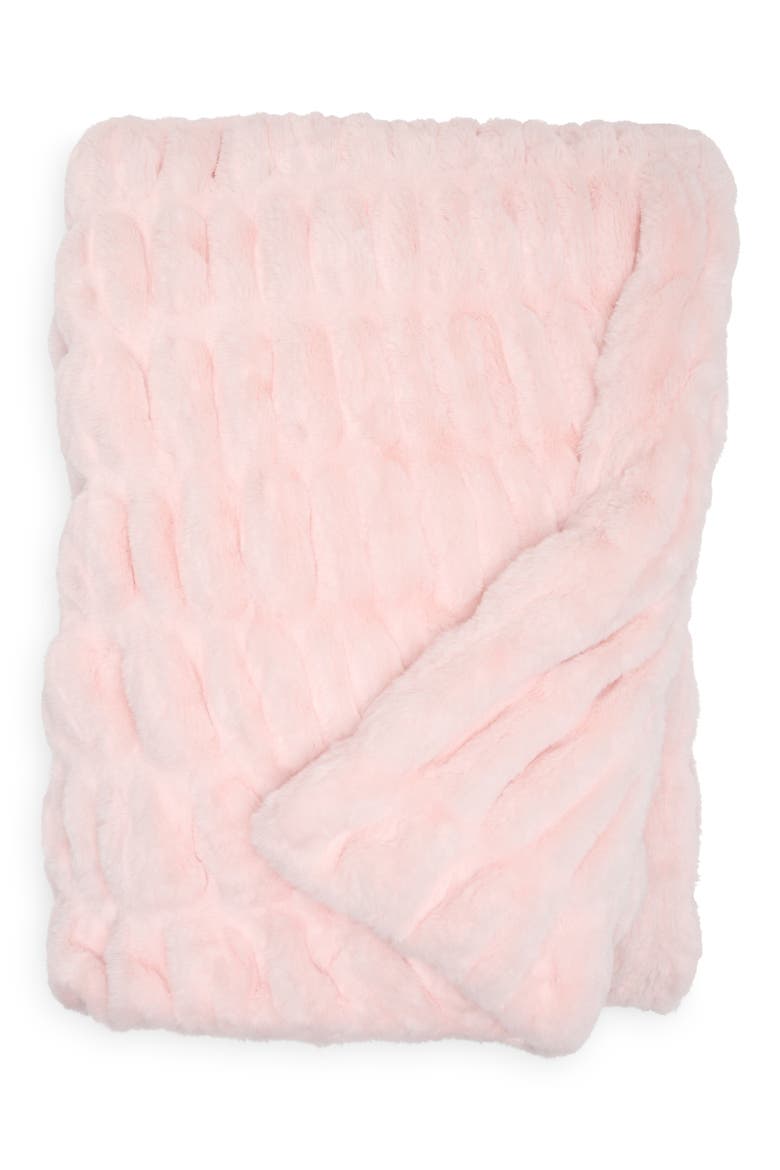 Willow Faux Fur Throw, Main, color, PINK HINT