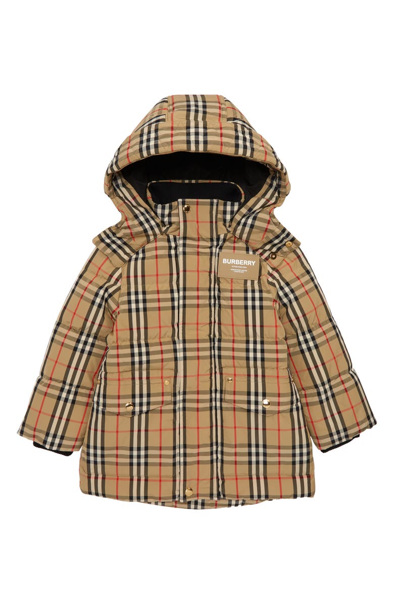 Burberry Kids' Aubin Hooded Down Jacket, Main, color, 