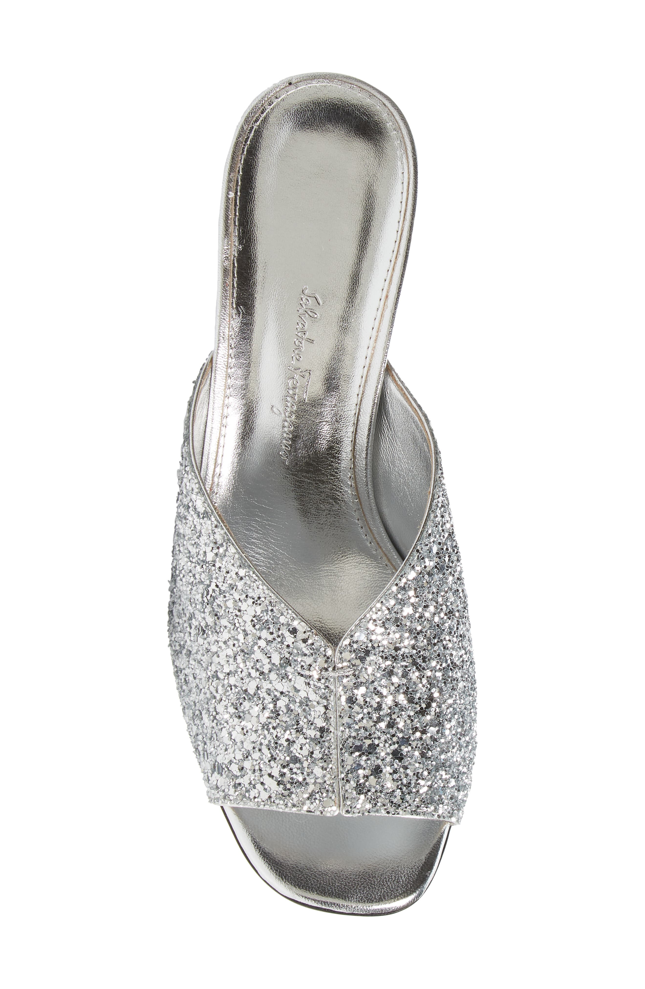 FERRAGAMO Salvatore Ferragamo Sansu Glitter F-Heel Sandal, Alternate, color, 