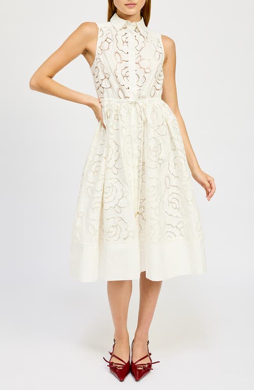 En Saison Chloe Sleeveless Midi Shirtdress In White