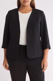 KASPER Cardigan-Style Stretch Crepe Blazer