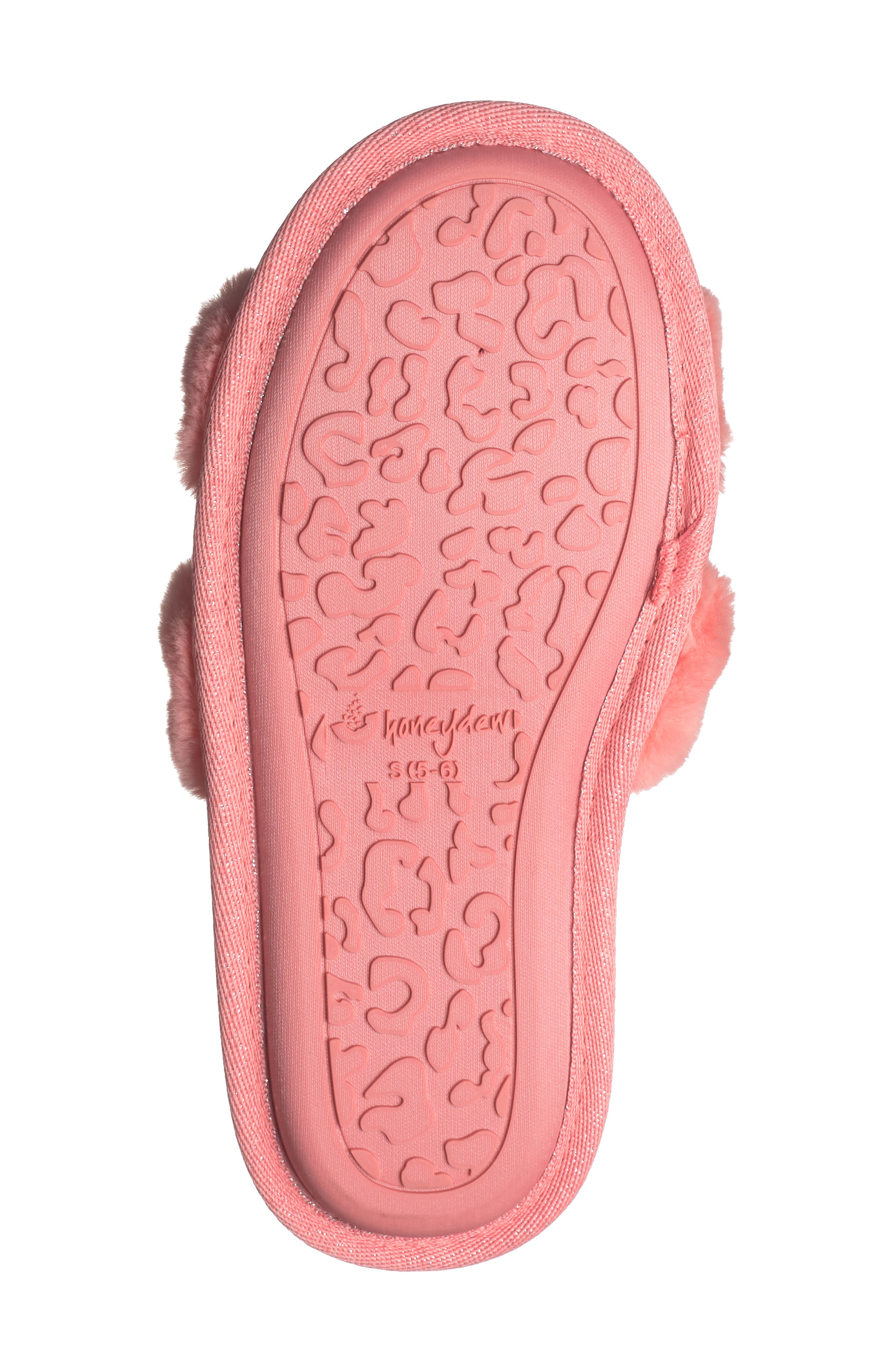Honeydew H Band Plush Faux Fur Slipper, Alternate, color, Coral