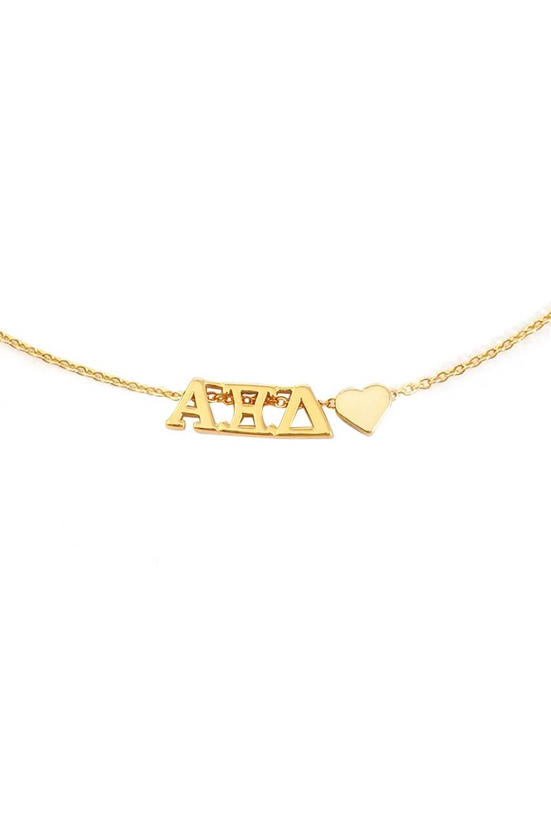 Alpha Xi Delta Sorority Gold Heart Necklace, Alternate, color, Yellow Gold