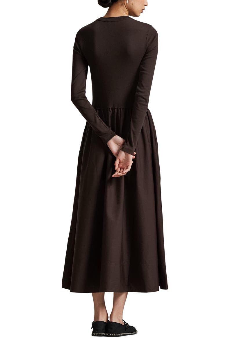 Polo Ralph Lauren Long Sleeve A-Line Dress, Alternate, color, Squire Brown