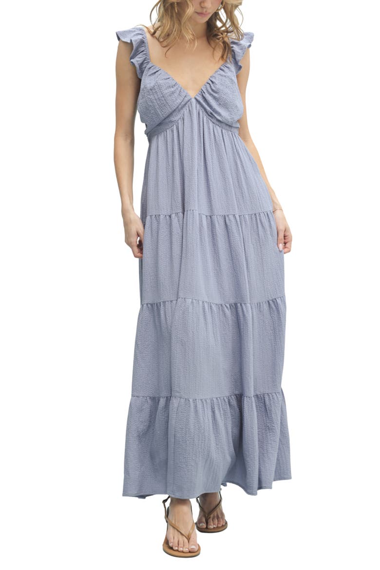 Textured Tiered Maxi Dress, Main, color, BLUE