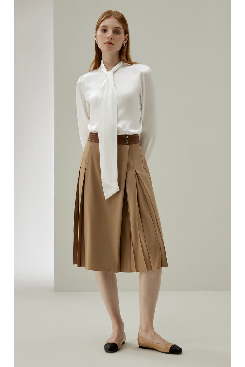 Women's Bow-tie Neck Silk Blouse, Alternate, color, Natural white