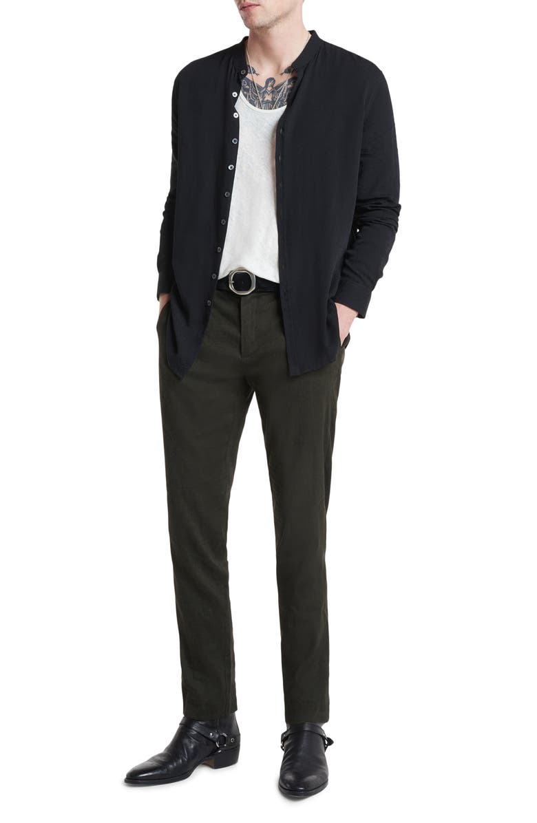 John Varvatos Estill Textured Band Collar Button-Up Shirt, Alternate, color, 