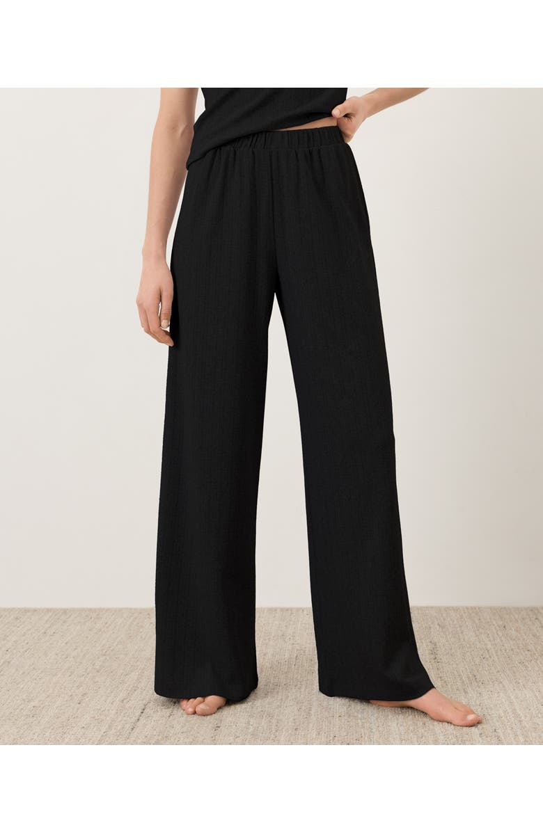 Pact Organic Cotton Pointelle Wide Leg Pant, Main, color, Black