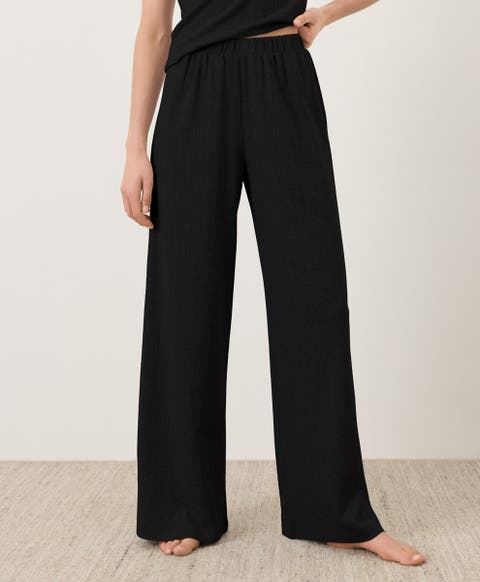 Organic Cotton Pointelle Wide Leg Pant