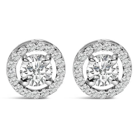 Men's 14K White Gold 1 3/4 Cttw Lab Grown Diamond Halo Cufflink