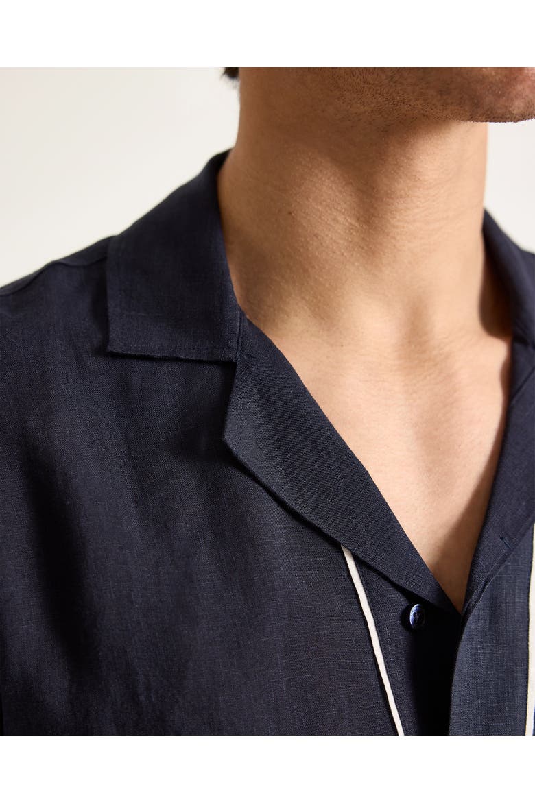 Maitan Linen Relaxed-Fit Shirt, Alternate, color, Night Iris/White Sand