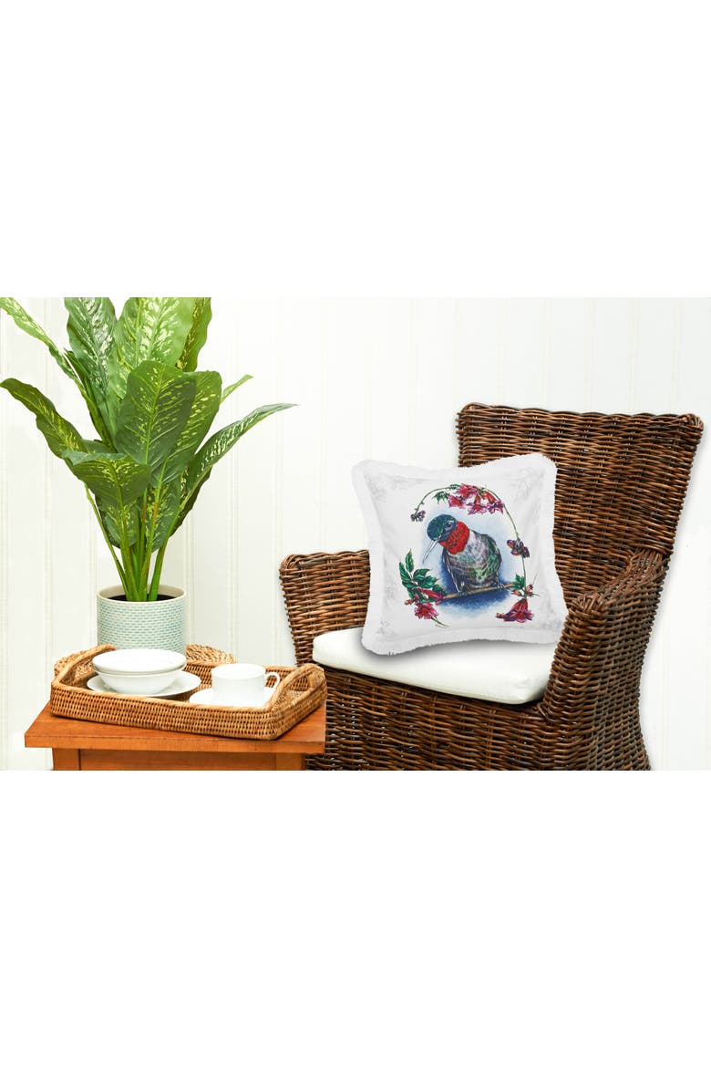Botanical Hummingbird HD Printed Cotton Blend Accent Throw Pillow 18" x 18", Alternate, color, White