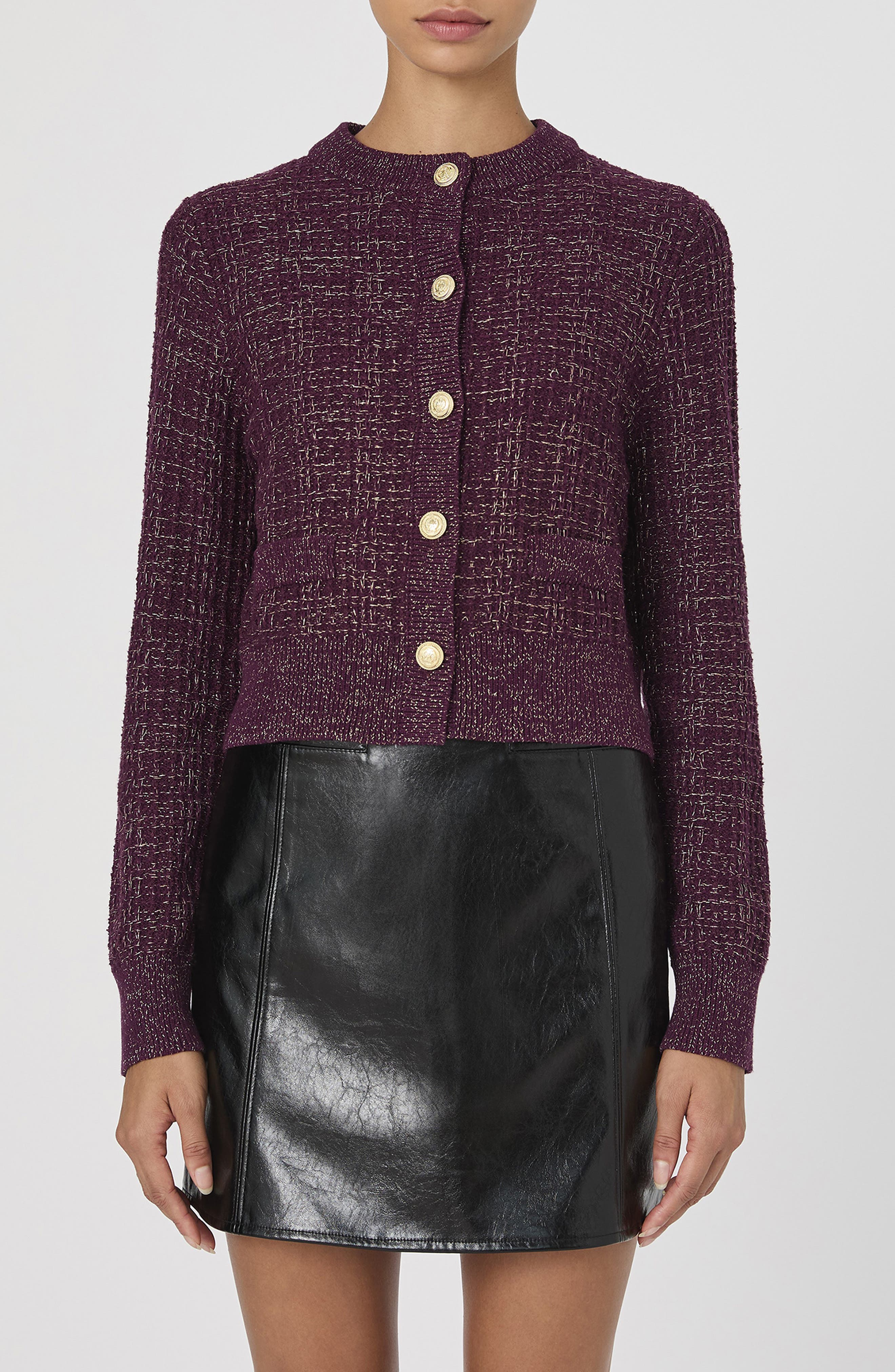 Metallic Cotton Blend Cardigan