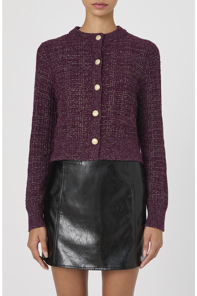 Metallic Cotton Blend Cardigan, Main, color, BURGUNDY-GOLD