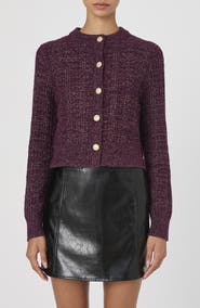 French Connection Metallic Cotton Blend Cardigan