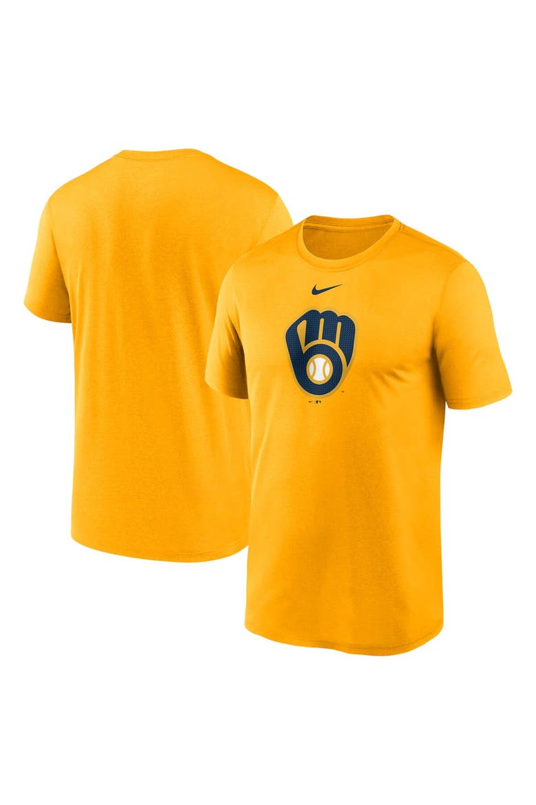 Men's Nike  Gold Milwaukee Brewers Legend Fuse Large Logo Performance T-Shirt, Alternate, color, Yellow