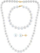 EFFY 14K Yellow Gold 7–7.5mm Freshwater Pearl Stud Earrings, Bracelet & Necklace Set