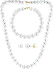 EFFY 14K Yellow Gold 7–7.5mm Freshwater Pearl Stud Earrings, Bracelet & Necklace Set