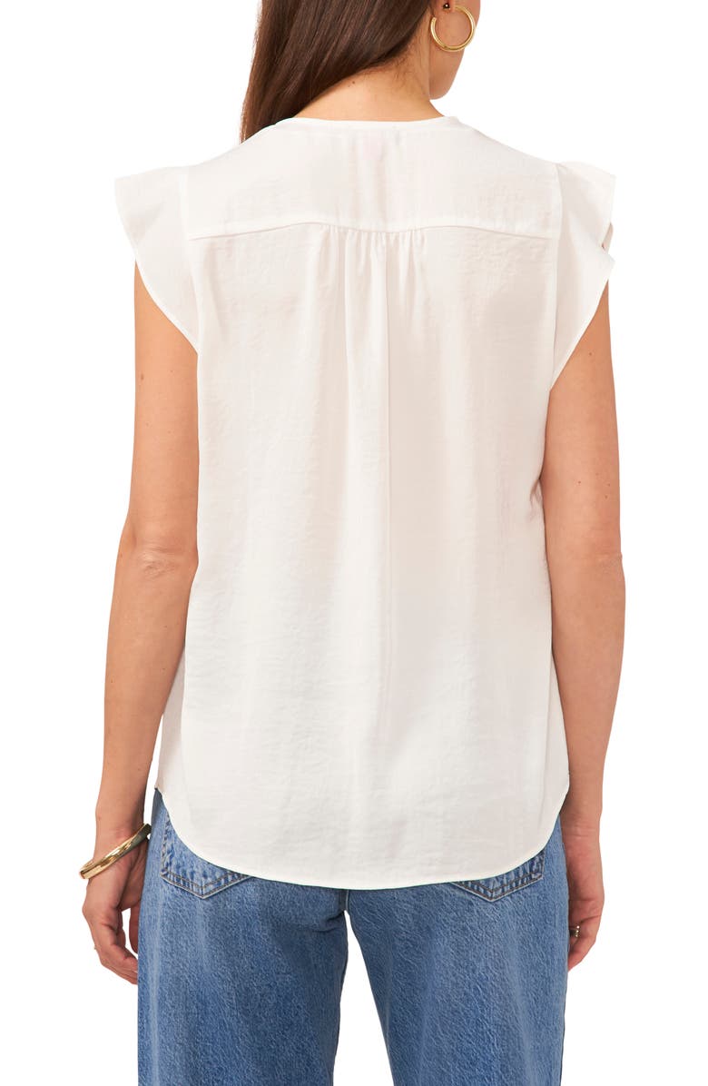 Vince Camuto Ruffle Sleeve Satin Top, Alternate, color, New Ivory