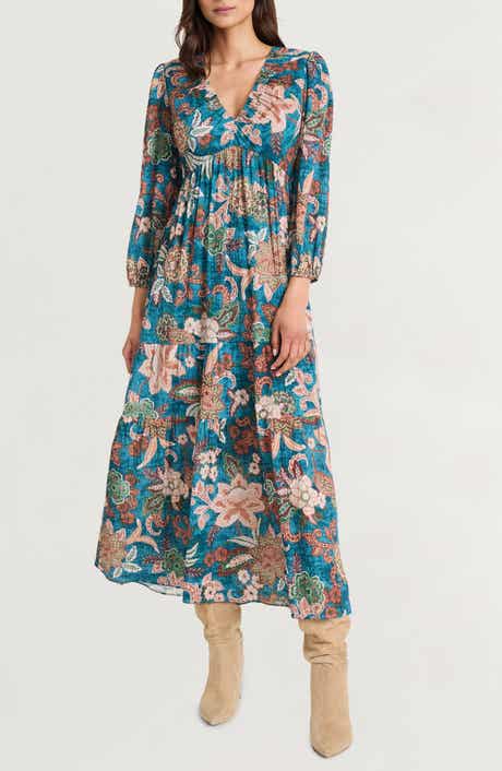The Good Journey Floral Long Sleeve Empire Waist Tiered Maxi Dress