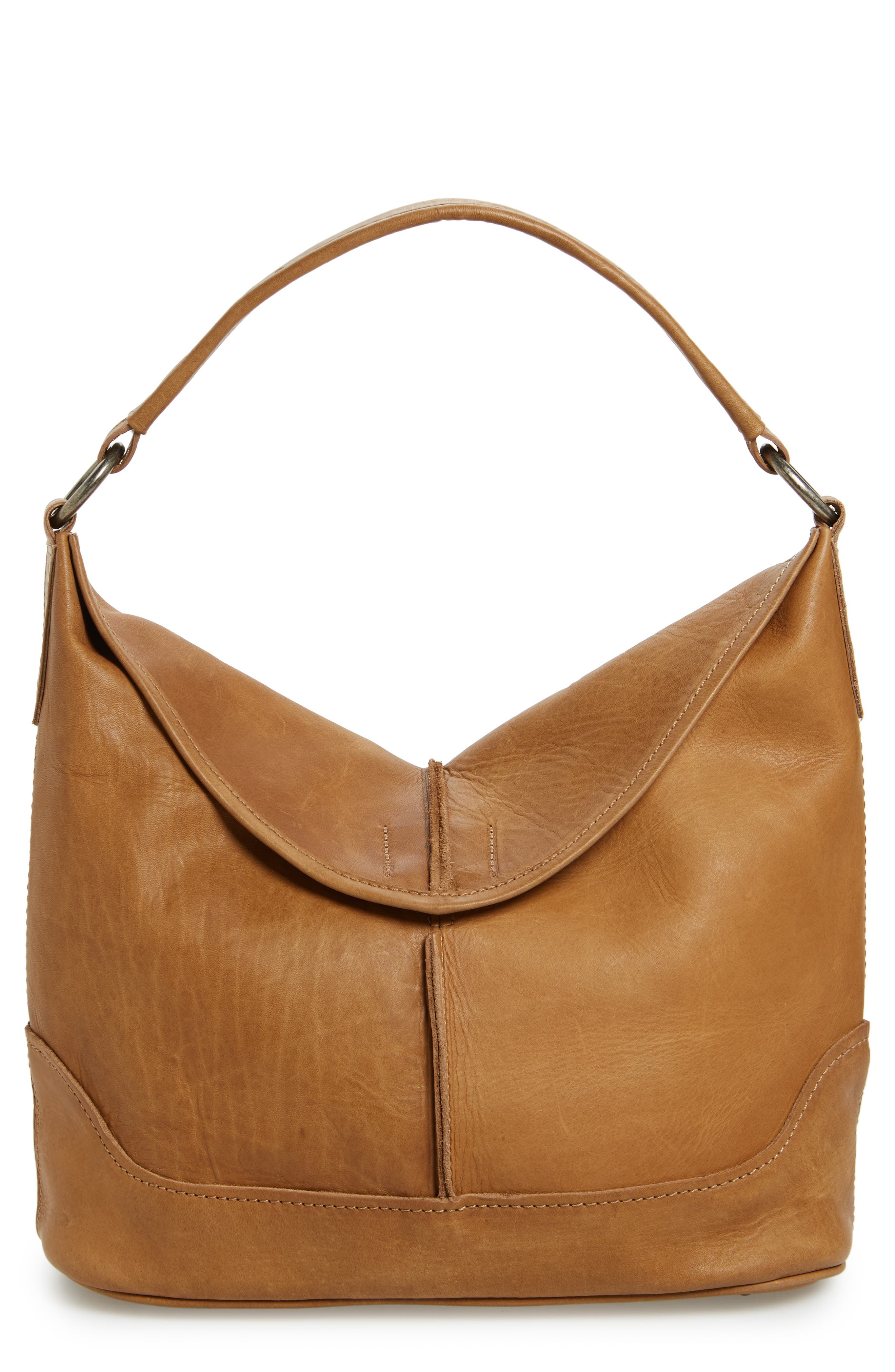 Cara Leather Hobo Bag, Main, color, BEIGE