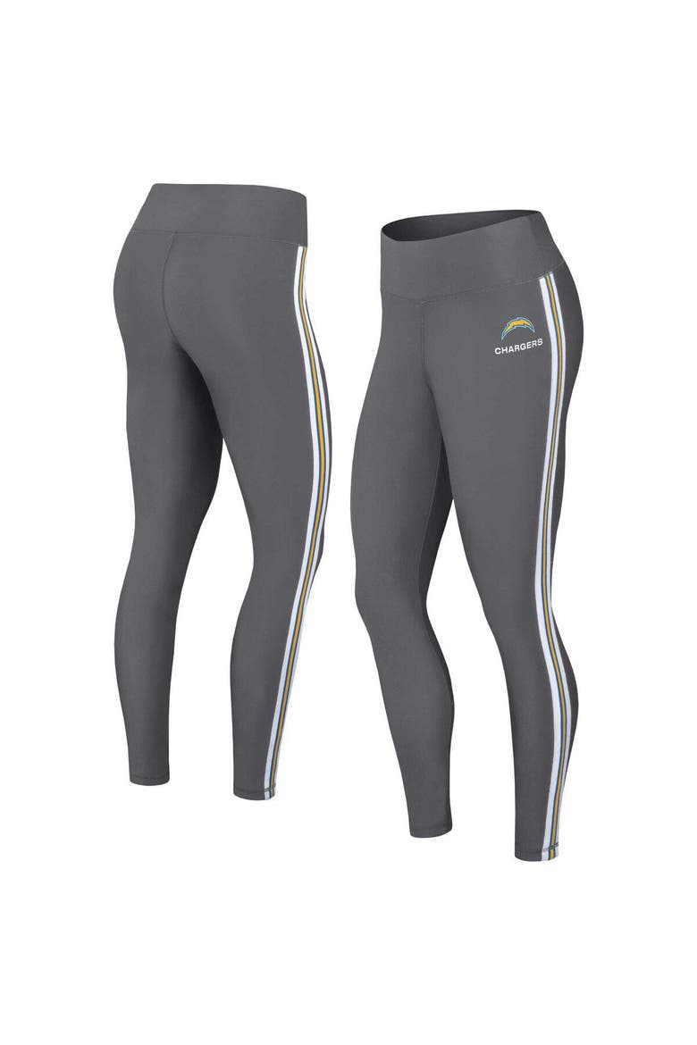 Women's WEAR by Erin Andrews Charcoal Los Angeles Chargers Color Block Leggings, Main, color, Charcoal