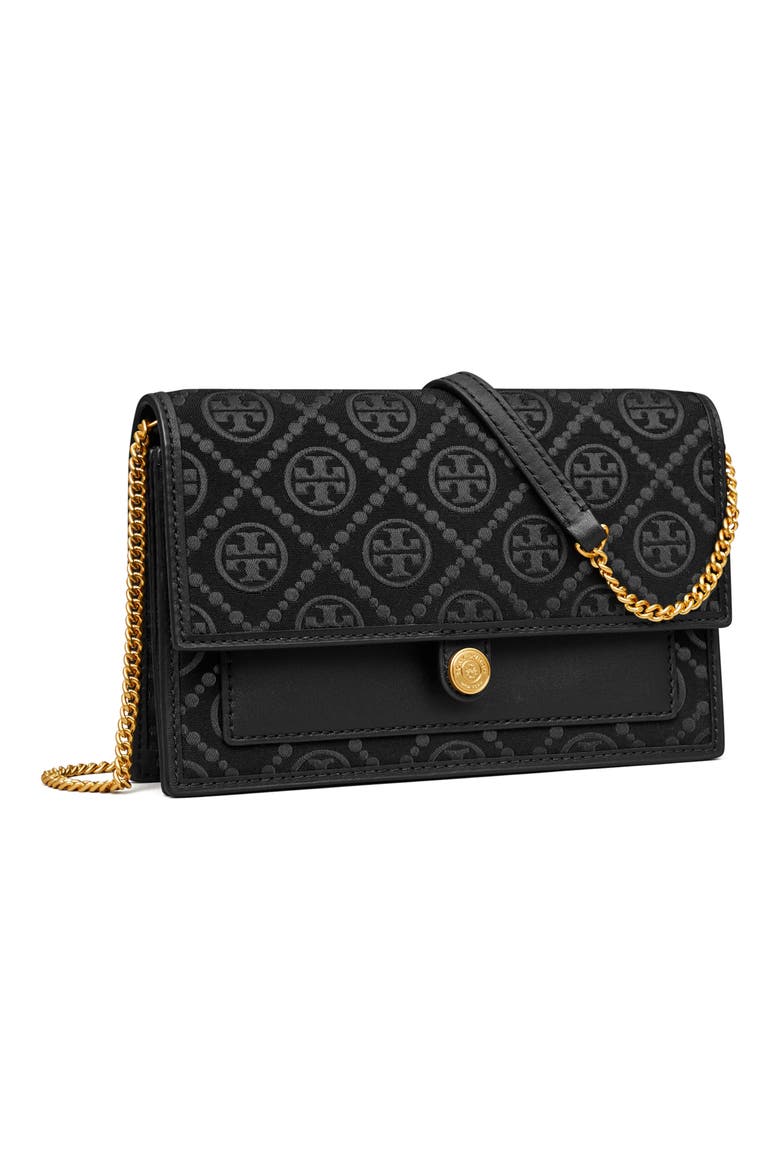 T Monogram Wallet on a Chain, Alternate, color, BLACK