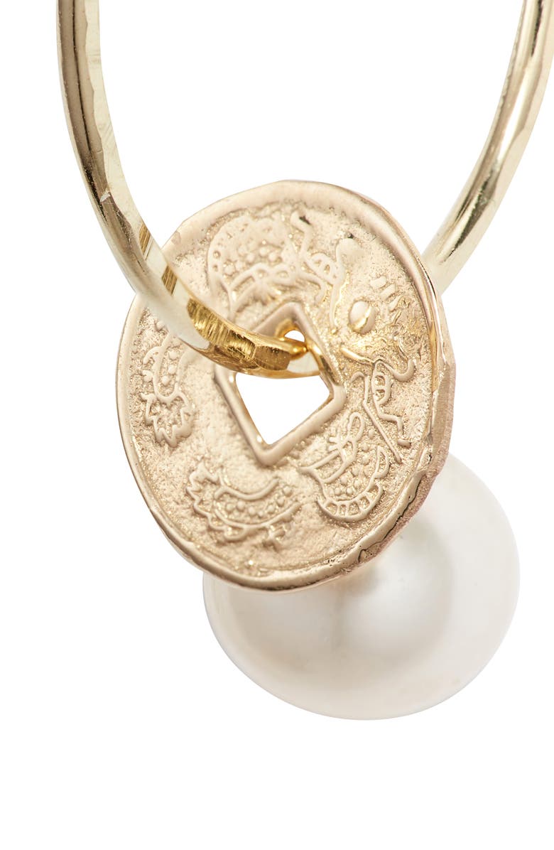 Loren Stewart Coin & Pearl Endless Hoop Earrings, Alternate, color,