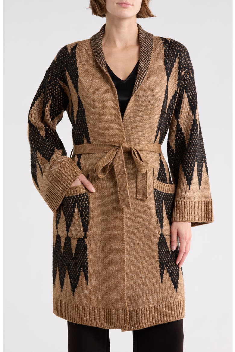 Long Sleeve Pattern Sweater, Main, color, SHERWOOD BEIGE/ BLACK