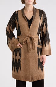 T Tahari Long Sleeve Pattern Sweater