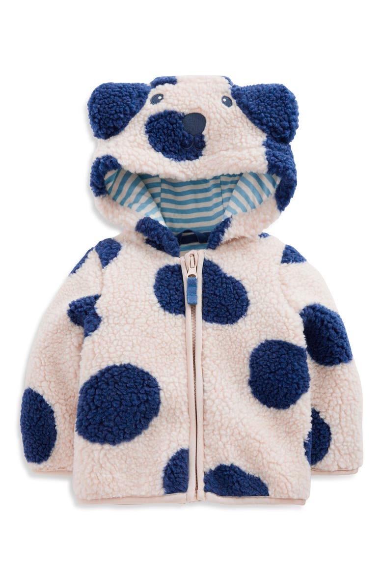 Kids' Polka Dot High Pile Fleece Jacket, Main, color, NAVY & IVORY DOG