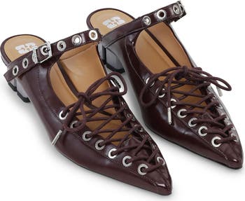 Ganni Eyelets Lace-Up Mule (Women) | Nordstrom