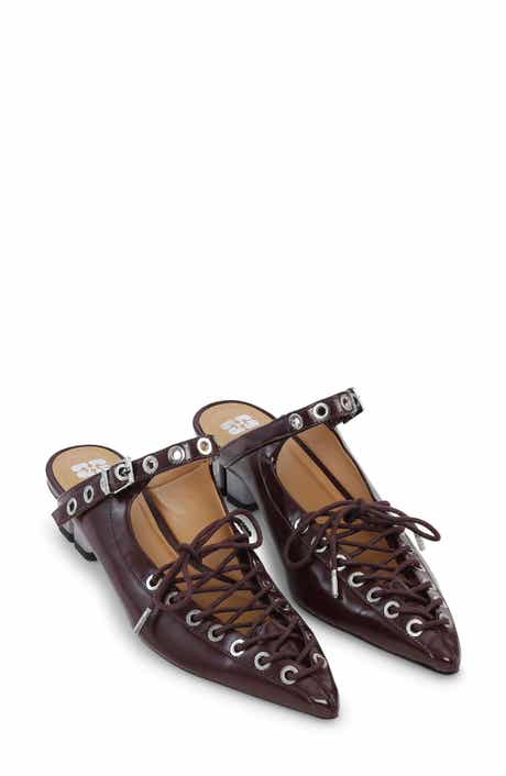 Ganni Eyelets Lace-Up Mule