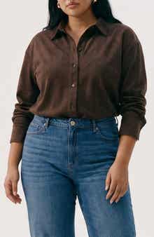 Faux Suede Button Down Shirt