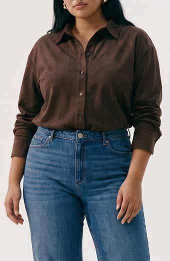 Faux Suede Button Down Shirt