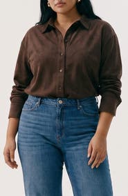 VERO MODA Faux Suede Button Down Shirt