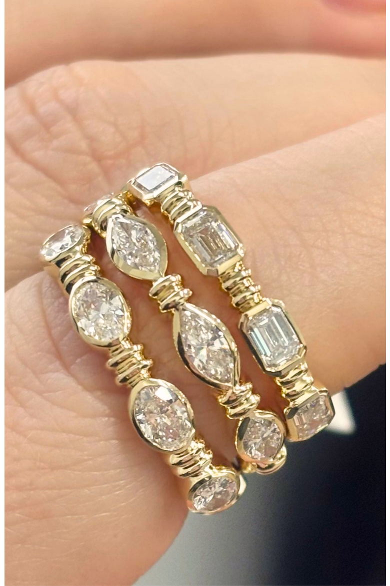 Aura East West Marquise Bezel Lab Diamond Band in 14K, Alternate, color, Yellow Gold