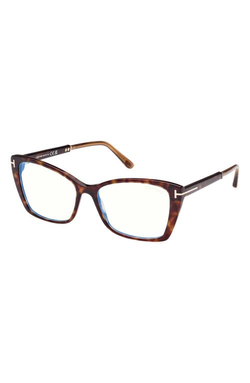 Tom Ford 55mm Butterfly Blue Light Blocking Optical Glasses In Gold