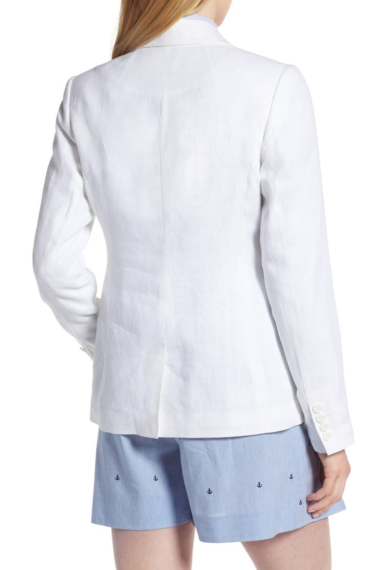 Linen Blend Blazer, Alternate, color, WHITE