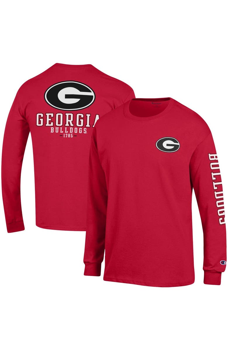 Champion Men's Champion Red Georgia Bulldogs Team Stack Long Sleeve T-Shirt, Main, color,