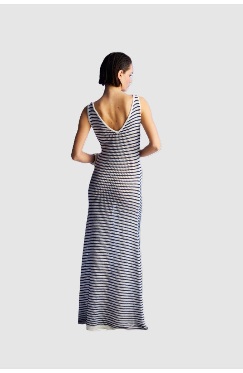 Nocturne Striped Long Dress, Alternate, color, 