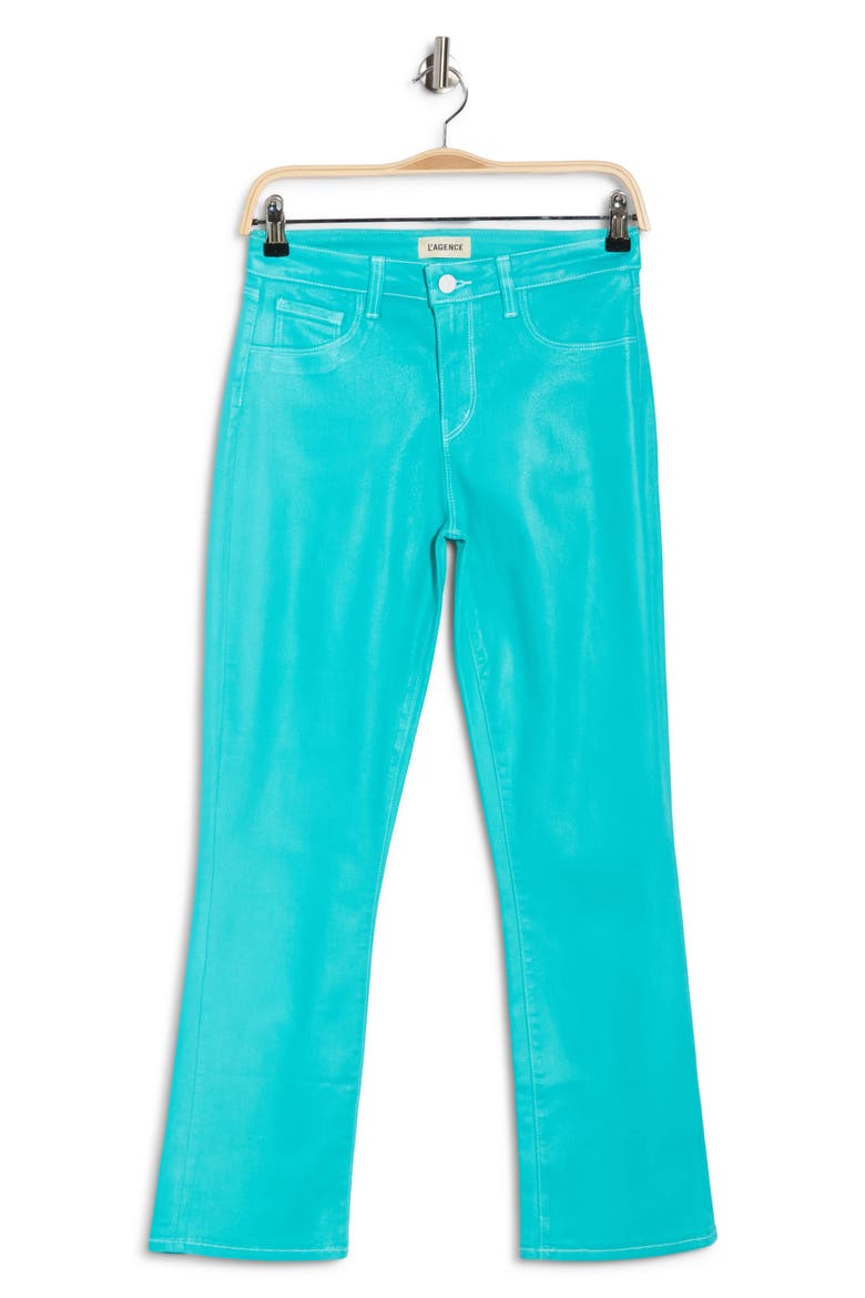 Tati High Waist Coated Crop Micro Bootcut Jeans, Alternate, color, POOL BLUE/WHT CON CT