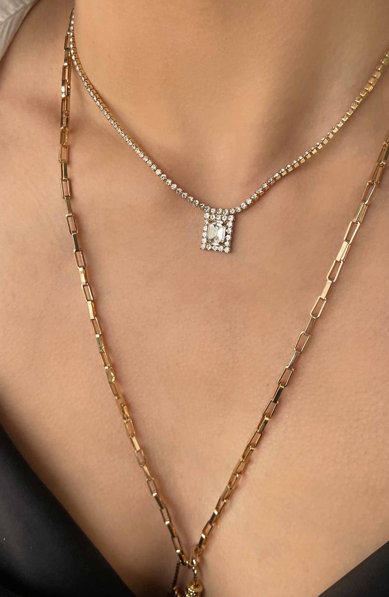 Ettika Adjustable Cubic Zirconia Pendant Necklace, Alternate, color, Gold