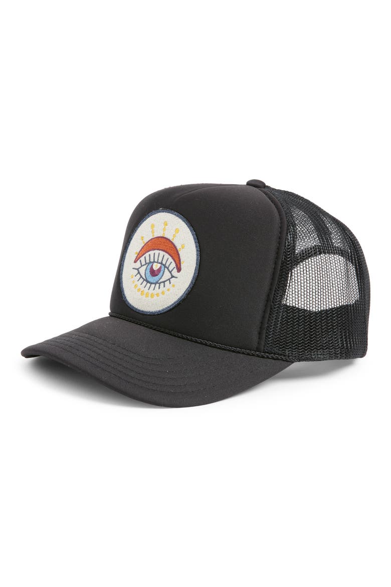Third Eye Trucker Hat, Main, color, BLACK