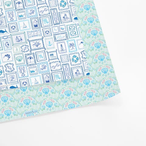 Eight Sheets Two-Sided "Sea Wall" Heavyweight Gift Wrap by Ramus & Co
