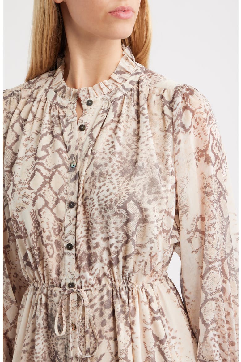 Snake Printed Midi Shirtdress, Alternate, color, NATURAL