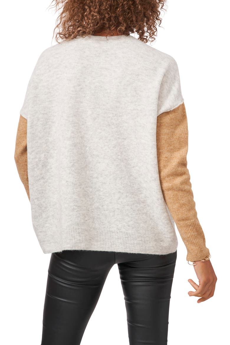 Colorblock Sweater, Alternate, color, SILVER HTHR/LATTE HTHR