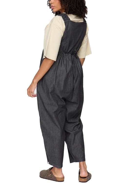 Turtledove London Organic Cotton Alice Denim Smocking Strap Jumpsuit In Black